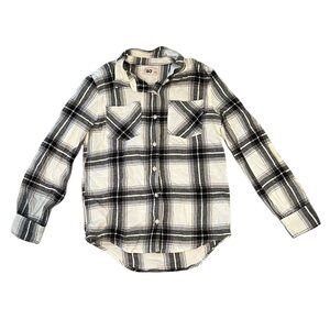 SO Black & White Plaid Button Down Shirt | Girls Size Large (10/12)